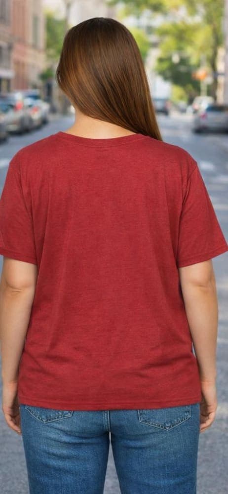Women’s Red “I’M OK” Printed T-Shirt – Trendy Statement Casual Cotton Tee 2